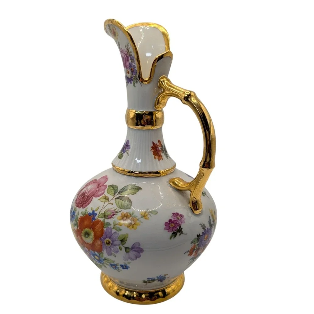 Vintage Limoges Pastaud Pircher Hand Painted Floral Pattern Heavy‎ Gold Trim